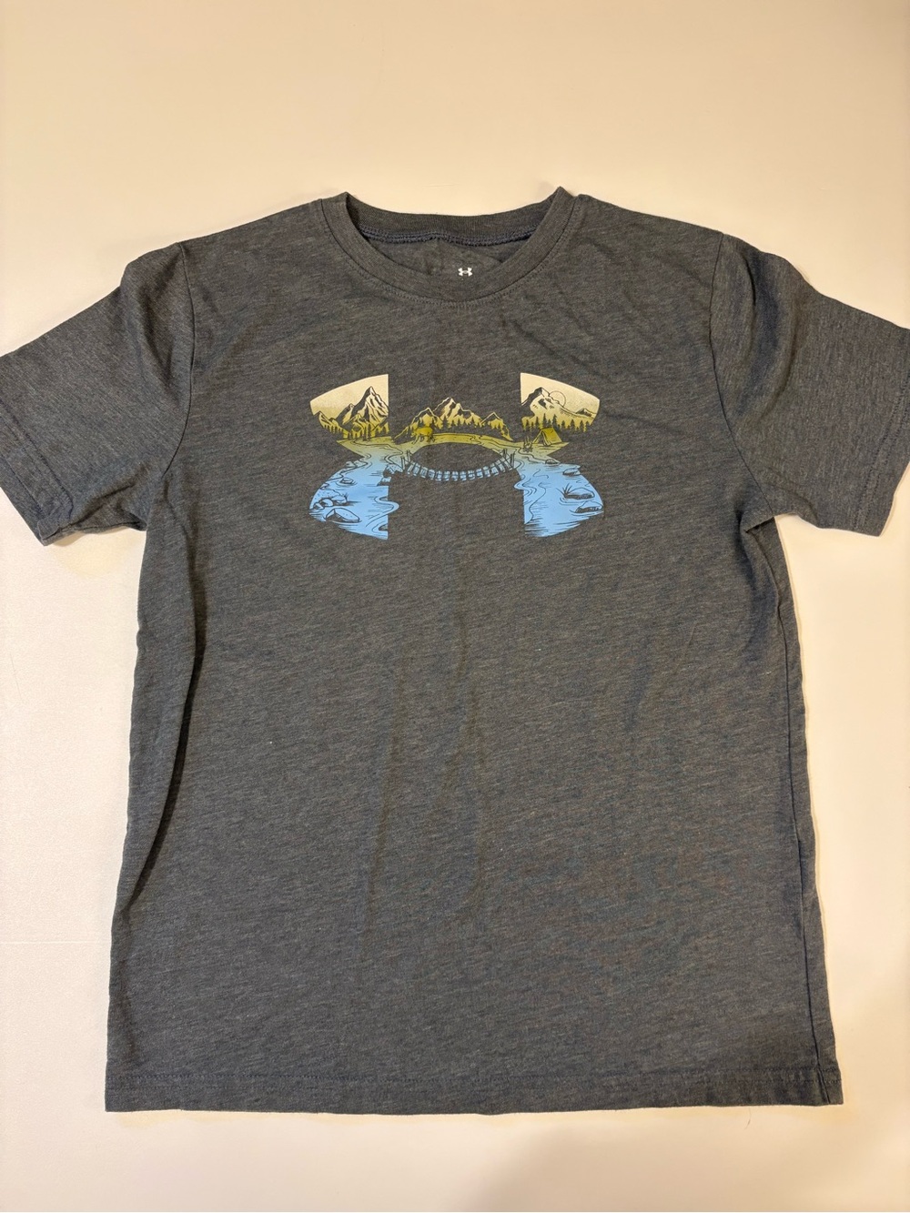 Under Armour Gray Tee with Yellow Mountain Graphic